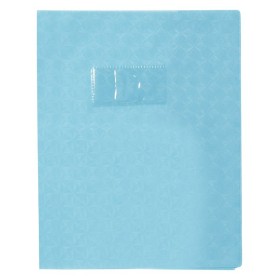 Protège-cahier Grain Losange 18/100ème 17x22 bleu clair + porte étiquette