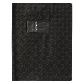 Protège-cahier Grain Losange 18/100ème 17x22 noir + porte étiquette