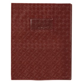 Protège-cahier Grain Losange 18/100ème 17x22 brun + porte étiquette