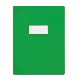 Protège-cahier Grain Cuir 20/100ème 17x22 vert + porte étiquette