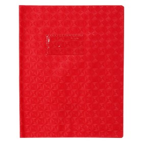 Protège-cahier Grain Losange18/100ème 17x22 rouge + porte étiquette