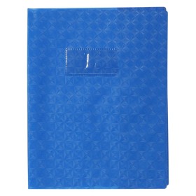Protège-cahier Grain Losange 18/100ème 17x22 bleu + porte étiquette