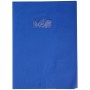 Protège-cahier Grain Cuir 20/100ème 17x22 bleu + porte étiquette