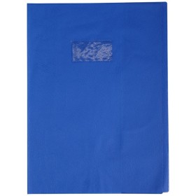 Protège-cahier Grain Cuir 20/100ème 21x29,7 bleu + porte étiquette