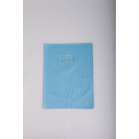 Protège-cahier Grain Cuir 20/100ème 21x29,7 bleu clair + porte étiquette