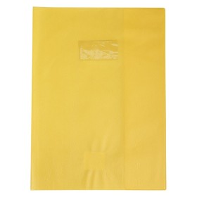 Protège-cahier Grain Cuir 20/100ème 24x32 jaune + porte étiquette