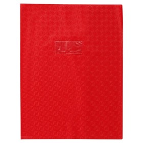 Protège-cahier Grain Losange 18/100ème 24x32 rouge + porte étiquette
