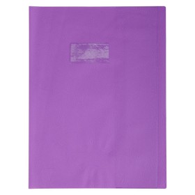 Protège-cahier Grain Cuir 20/100ème 24x32 violet + porte étiquette