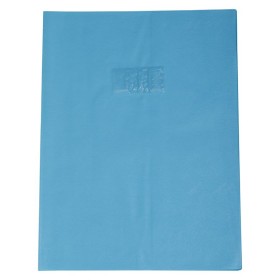 Protège-cahier Grain Cuir 20/100ème 24x32 bleu clair + porte étiquette