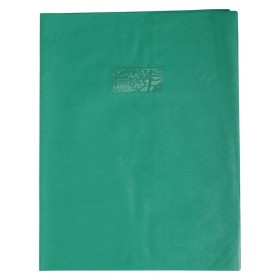 Protège-cahier Grain Cuir 20/100ème 24x32 vert + porte étiquette