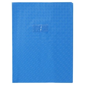 Protège-cahier Grain Losange 18/100ème 24x32 bleu + porte étiquette