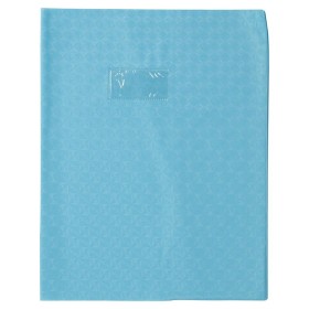 Protège-cahier Grain Losange 18/100ème 24x32 bleu clair + porte étiquette