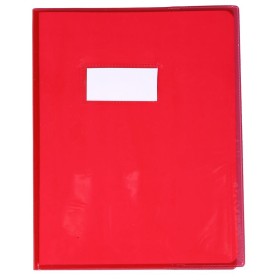 Protège-cahier Cristal Luxe 22/100ème 17x22 transparent rouge + porte étiquette