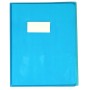 Protège-cahier Cristal Luxe 22/100ème 17x22 transparent bleu + porte étiquette