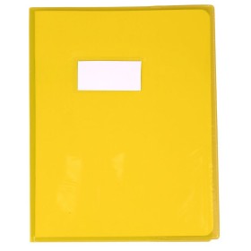 Protège-cahier Cristal Luxe 22/100ème 17x22 transparent jaune + porte étiquette