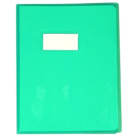 Protège-cahier Cristal Luxe 22/100ème 17x22 transparent vert + porte étiquette