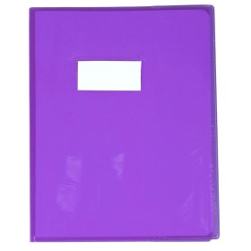 Protège-cahier Cristal Luxe 22/100ème 17x22 transparent violet + porte étiquette