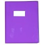 Protège-cahier Cristal Luxe 22/100ème 17x22 transparent violet + porte étiquette