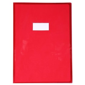Protège-cahier Cristal Luxe 22/100ème 21x29,7 transparent rouge + porte étiquett