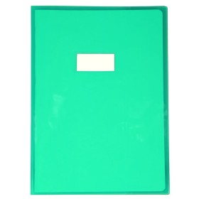 Protège-cahier Cristal Luxe 22/100ème 21x29,7 transparent vert + porte étiquette