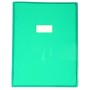 Protège-cahier Cristal Luxe 22/100ème 24x32 transparent vert + porte étiquette