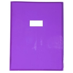 Protège-cahier Cristal Luxe 22/100ème 24x32 transparent violet + porte étiquette