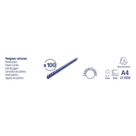 Boite 100 peignes plastique 8mm A4 noir
