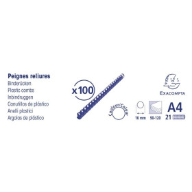Boite 100 peignes plastique 16mm A4 noir