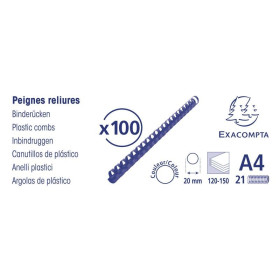 Boite 100 peignes plastique 20mm A4 noir