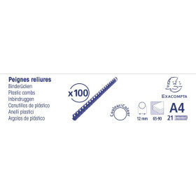 Boite 100 peignes plastique 12mm A4 noir