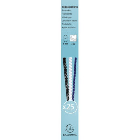 Boite 25 peignes plastique 6mm A4 blanc