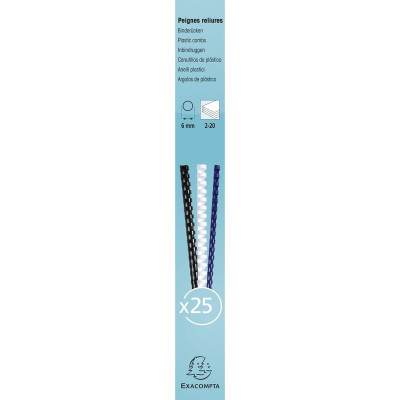 Boite 25 peignes plastique 6mm A4 blanc