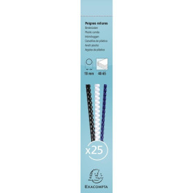 Boite 25 peignes plastique 10mm A4 noir