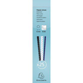 Bte 25 peignes plastique 12mm A4 blanc