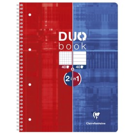 Duo Book reliure intégrale 22,5x29,7cm 80p Q.5x5 + 80p Ligné perfo. 4 trous