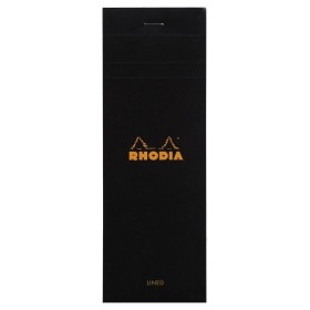 Bloc agrafé Rhodia BLACK N°8 7,4x21cm 80f ligné 80g