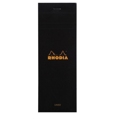 Bloc agrafé Rhodia BLACK N°8 7,4x21cm 80f ligné 80g
