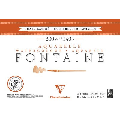 Bloc Fontaine Satiné 300g 20F 18x26 Collé 4 côtés