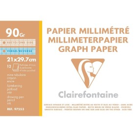 Pochette Papier Vélin Millimétré A4 12F (avec perforation) 90g bleu/bistre
