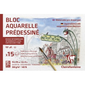 Bloc prédessiné Paris post cards 15F (2Fx6 designs)  300g 10x15cm