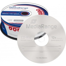 CD-RW MediaRange - 80 Min/700 Mo 12x - Cakebox 25 pièces