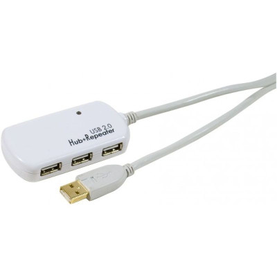 RALLONGE AMPLIFIÉE USB 2.0 12m avec HUB 4 ports