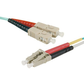 Jarretière duplex OM4 SC-UPC/LC-UPC aqua - 1 m