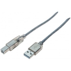 CORDON USB 2.0 A / B TRANSPARENT - 5,0 M