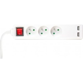DEXLAN Multiprise 3 prises avec inter blanche - chargeur USB