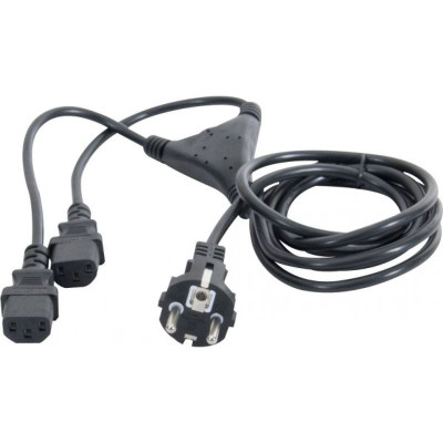Cordon électrique en Y 1 x CEE7 droit / 2 x C13 - 2,1 m
