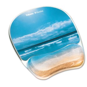 PHOTO GEL MOUSE PAD AND WRIST REST W/MICROBAN - SANDY BEACH