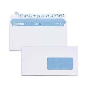 Boîte de 200 enveloppes Extra blanches DL 110x220 100 g/m² fenêtre 45x100 bande