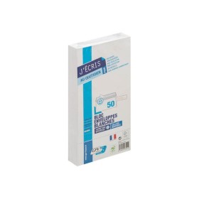 BLOC de 25 enveloppes blanches DL 110x220 90 g/m² bande de protection