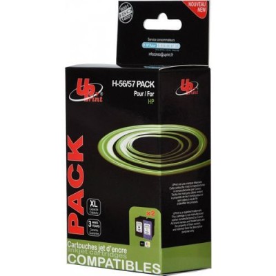 Pack Eco P/HP 1x N°56 19ml  + 1x N°57 22.5ml Uprint